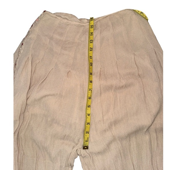 Free People Women’s Santoshi Pant Size 8 Crepe Neutral w/ Embroidered Side Trim - Picture 4 of 8